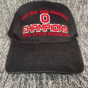 VTG 2002 Ohio State Buckeyes Big Ten Champions Strapback Hat Black Headmaster